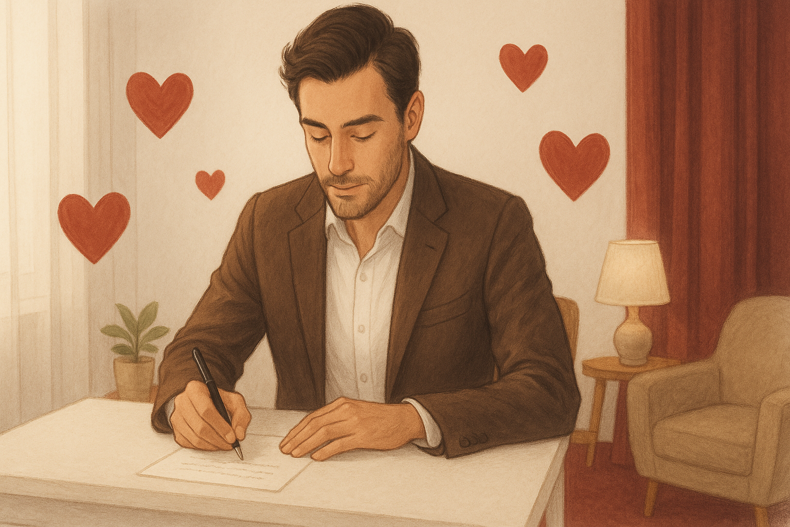 Ecriture d'une lettre d'amour